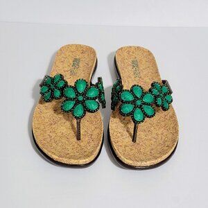 Kenneth Cole REACTION Faux Turquoise Flower Women's Thong Sandals ~ Size WMS 6 M